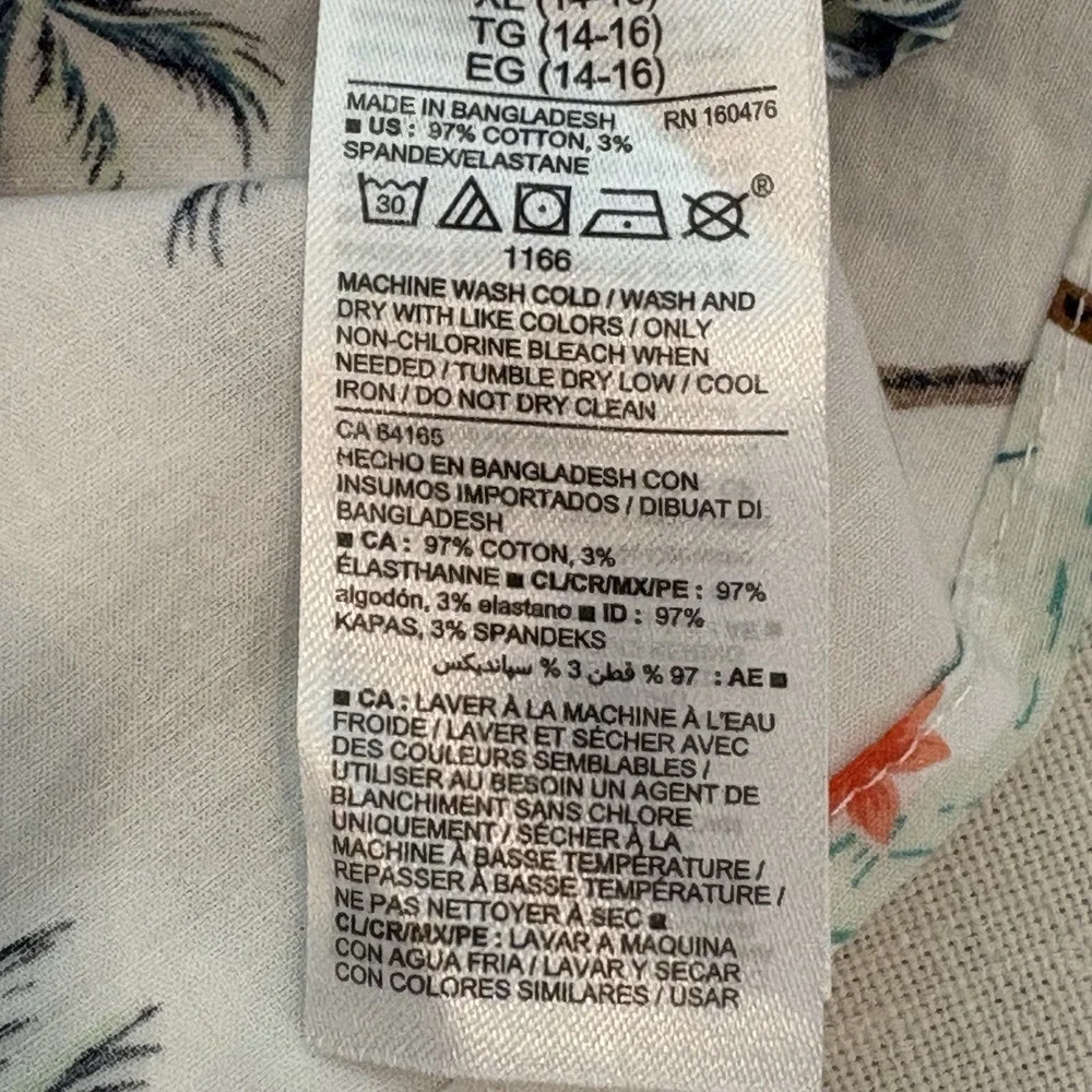 NWOT Boys XLarge 14-16 OLD NAVY Button Down Palm Tree Beach Shirt‎ White Cotton